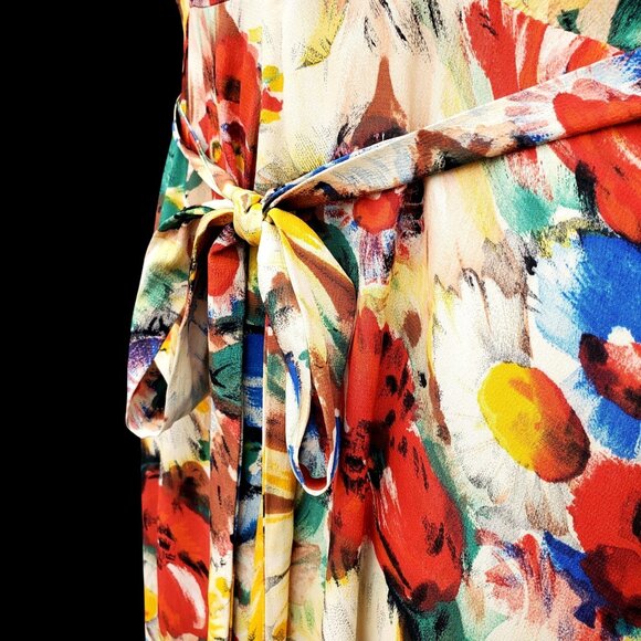 1930s Rayon Crepe Floral Day Midi Dress Size 6 8 with Side Metal Talon Zip - Picture 6 of 12